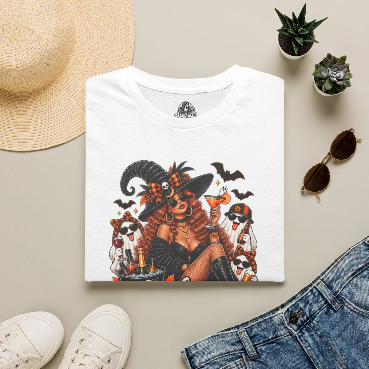 Here for the Boos Halloween | Glam Ghost Design | Unisex Softstyle T-Shirt