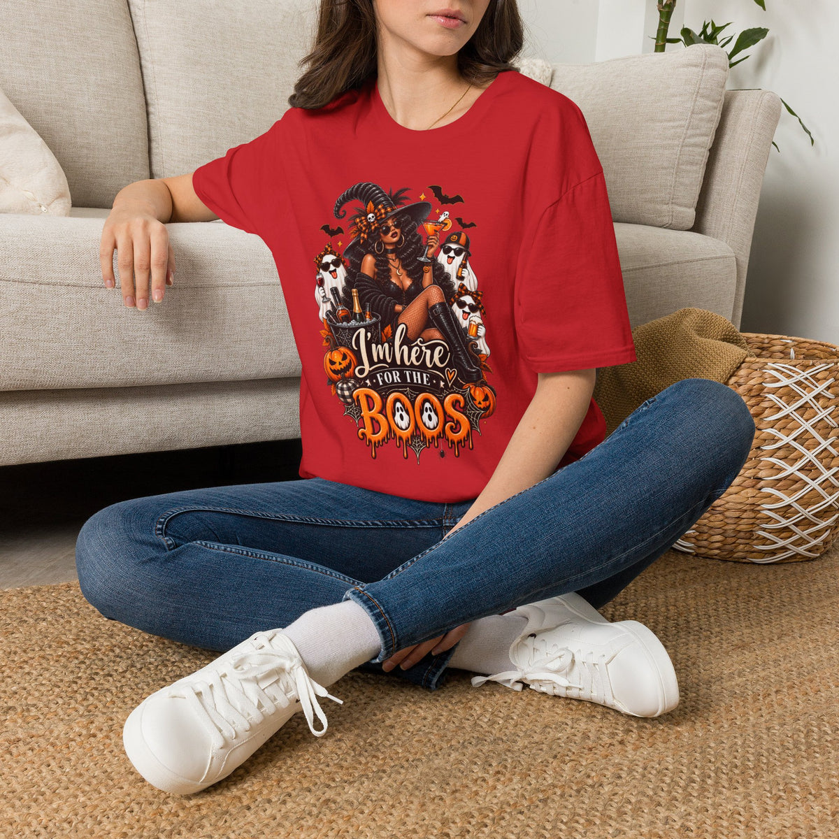 Here for the Boos Halloween | Glam Ghost Design | Unisex Softstyle T-Shirt
