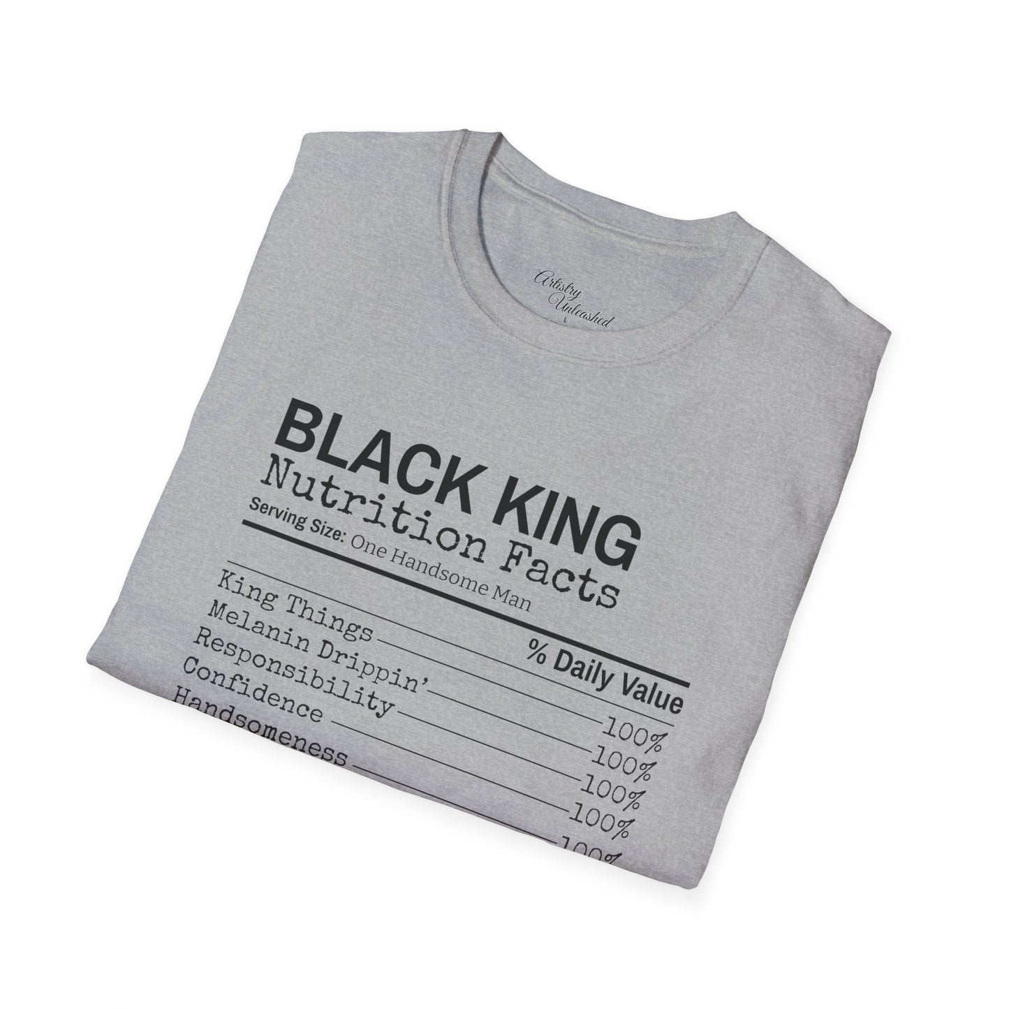 Black King Nutrition Facts Unisex Softstyle T-Shirt