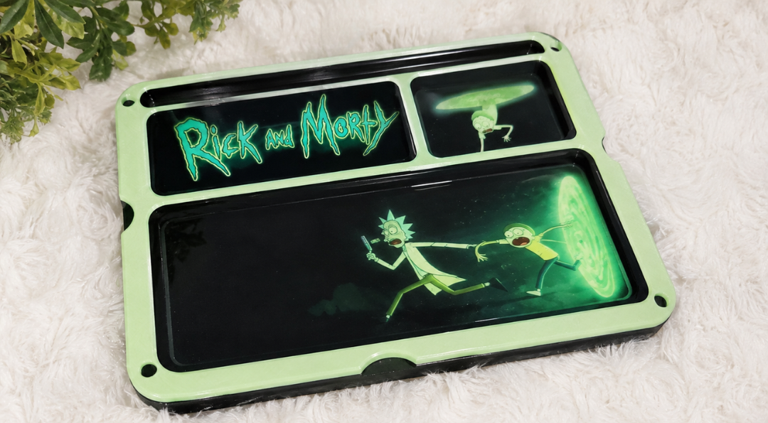 Portal-Inspired Stash Box & Organizer | Multi-Compartment Storage Box with Removable Tray Lid | 3D Printed Herb and Accessory Organizer
