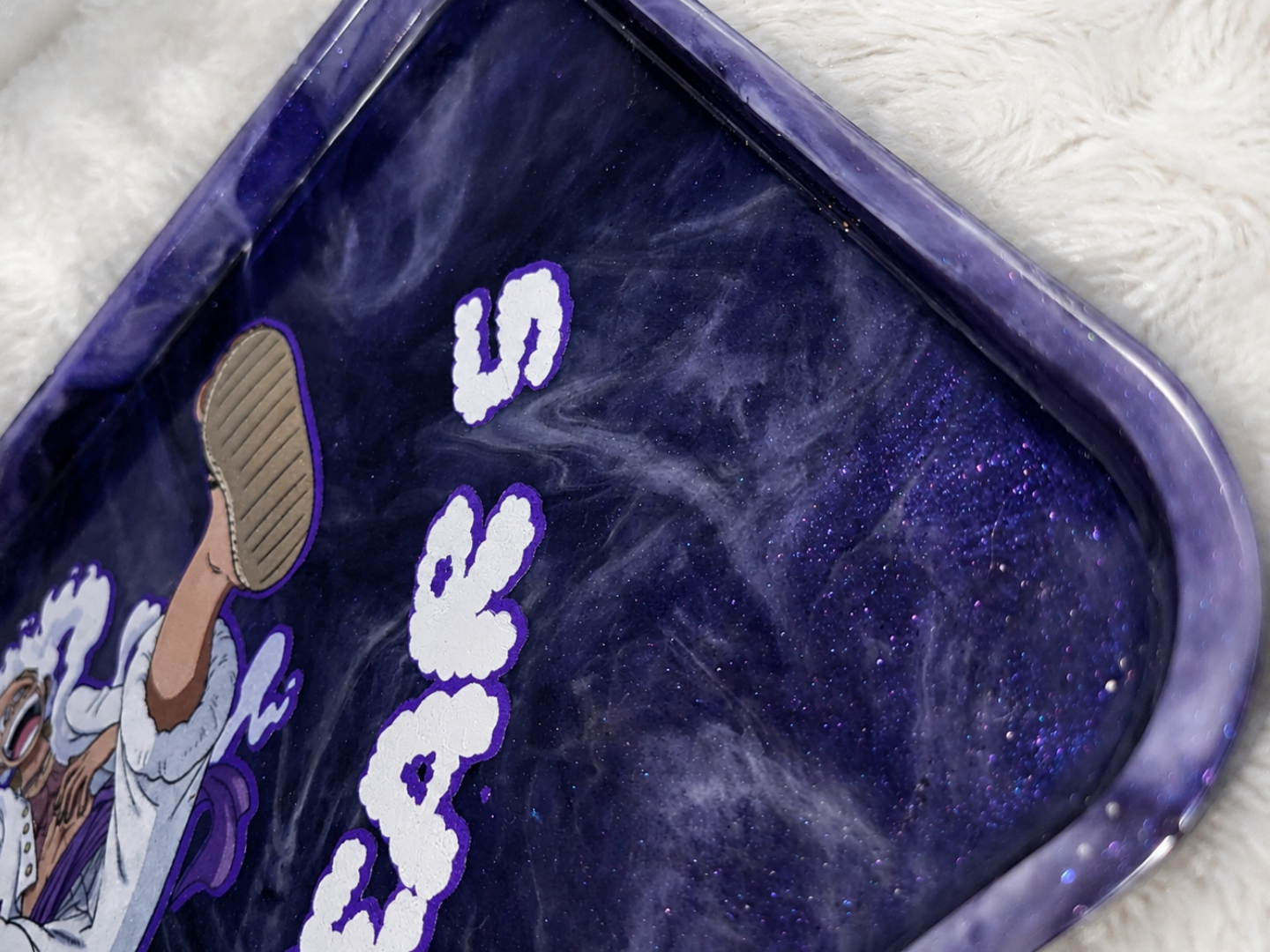 Purple Anime Resin Tray, Handmade Decal Rolling Tray, 10x7 Decorative Tray, Gear 5 Inspired Gift, Anime Room Decor, Catchall Tray