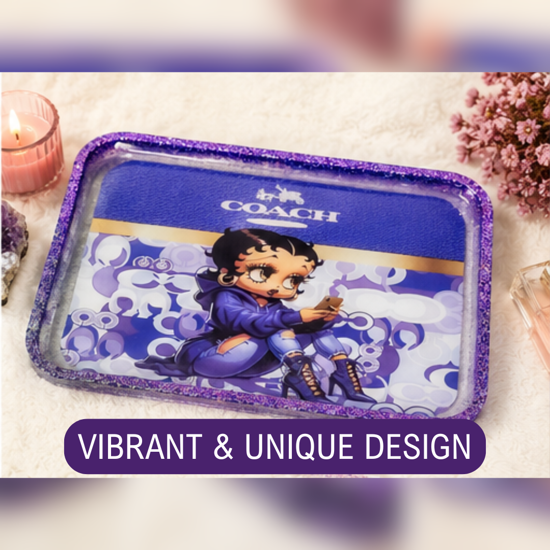 Purple Glitter Resin Vanity Tray | Handmade Jewelry Organizer | Glam Catchall Tray | 10" x 6" Decorative Resin Tray