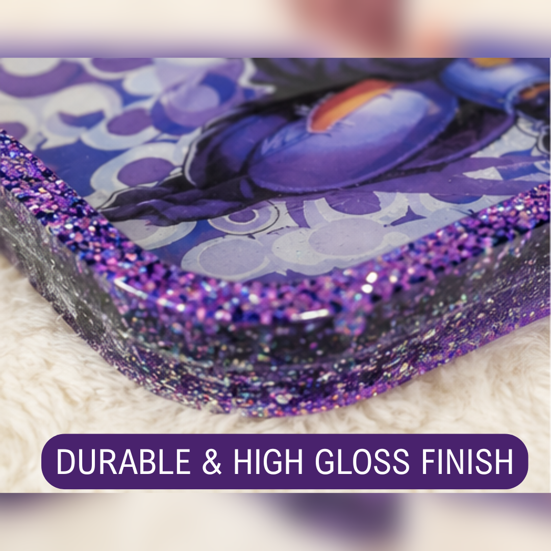Purple Glitter Resin Vanity Tray | Handmade Jewelry Organizer | Glam Catchall Tray | 10" x 6" Decorative Resin Tray