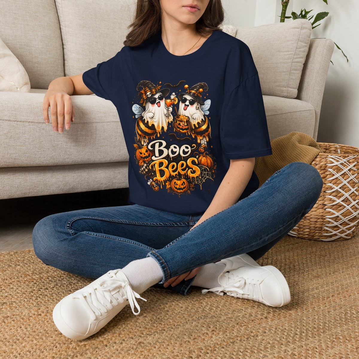 Boo Bees Halloween | Glam Ghost Design | Unisex Softstyle T-Shirt