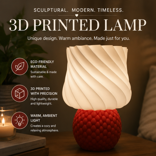 3D Printed Sculptural Table Lamp | Sculptural Bedside Lamp
