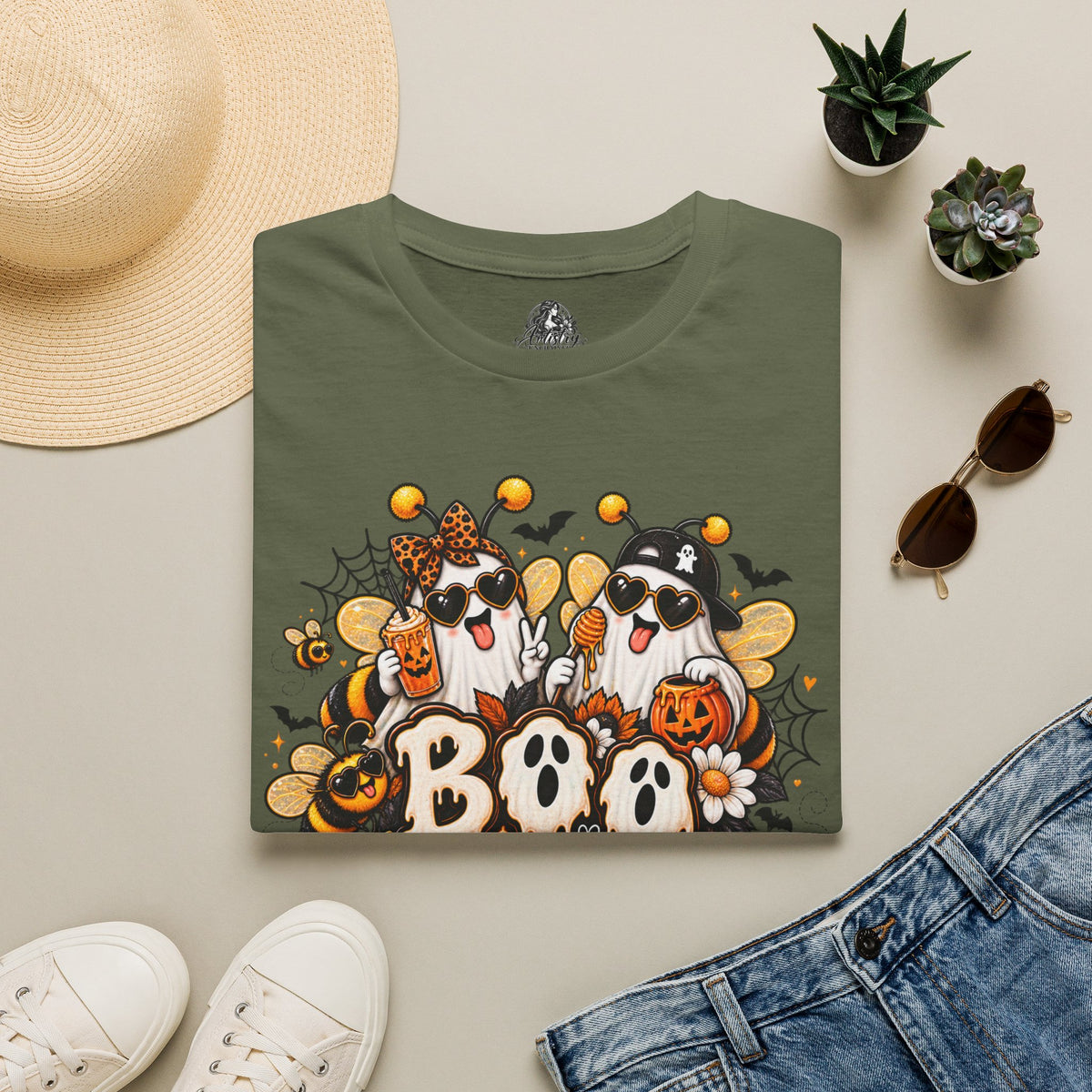 Boo Bees Halloween | Glam Ghost Design | Unisex Softstyle T-Shirt