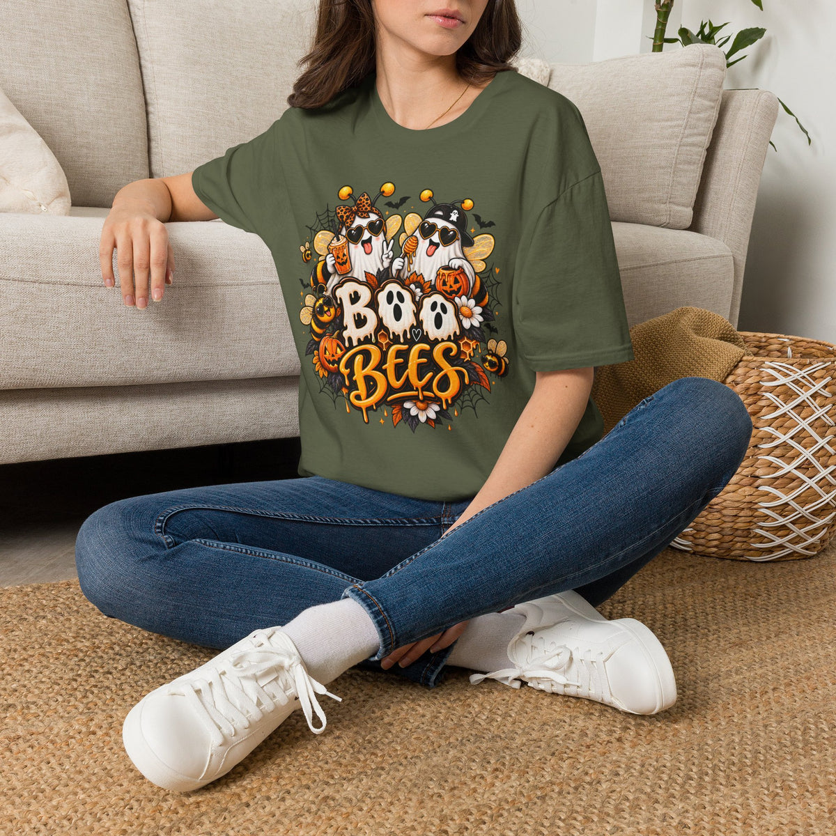 Boo Bees Halloween | Glam Ghost Design | Unisex Softstyle T-Shirt