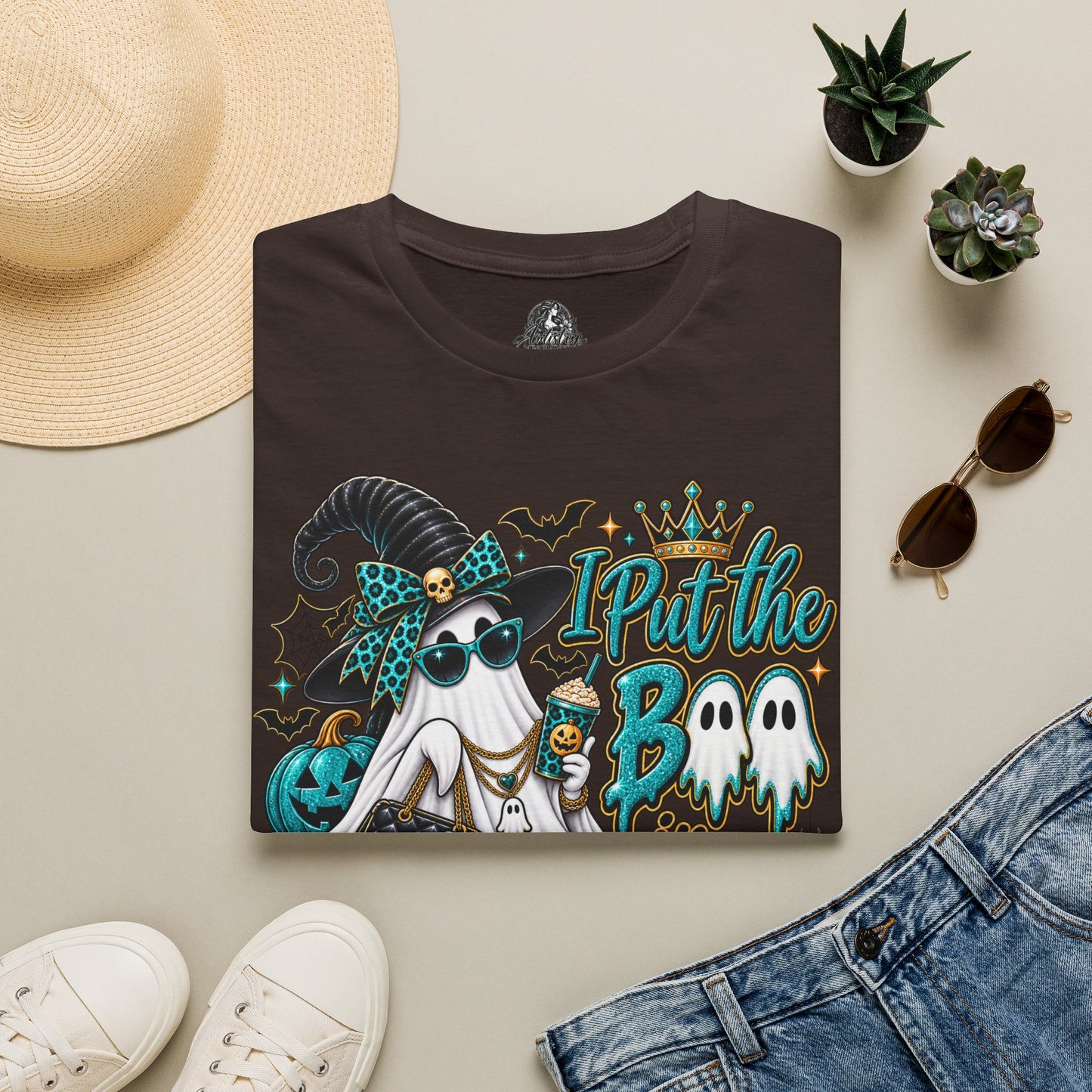 Boo in Boujee Halloween | Glam Ghost Design | Unisex Softstyle T-Shirt