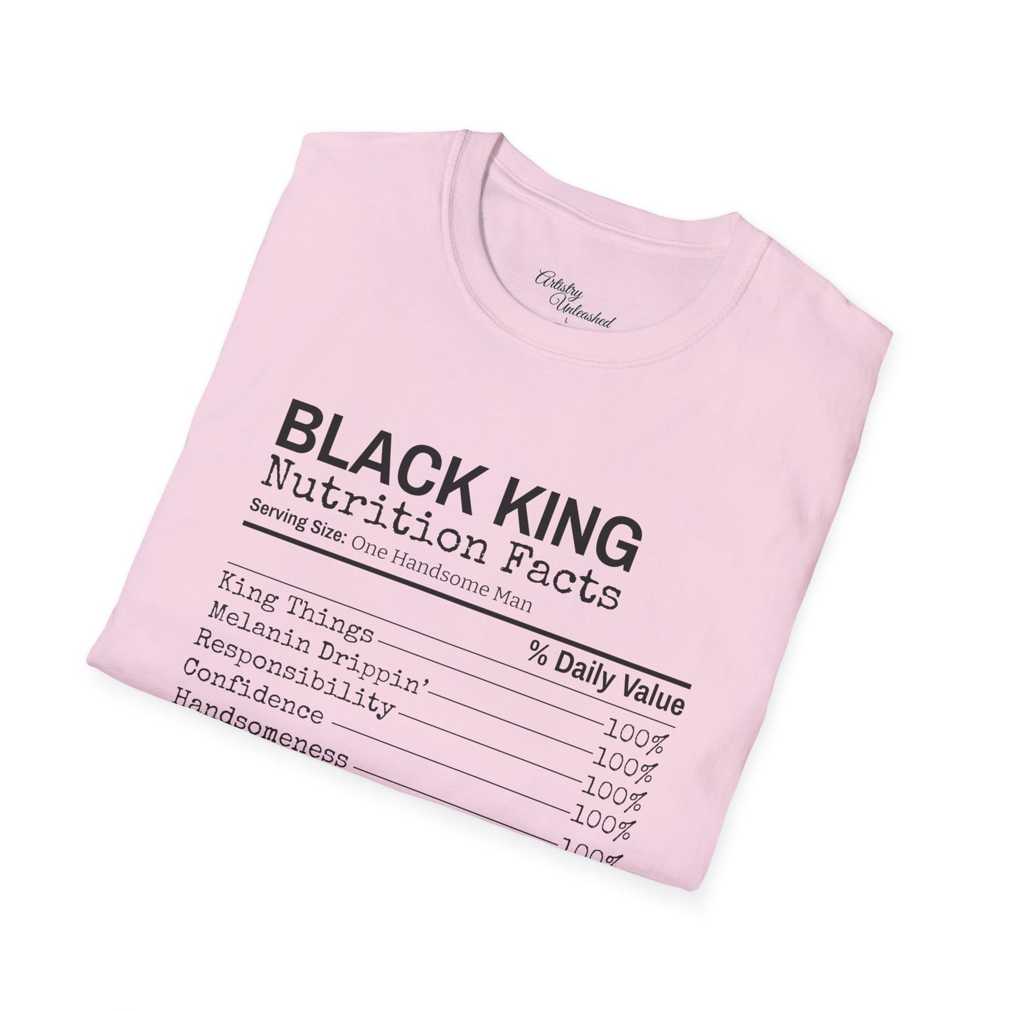 Black King Nutrition Facts Unisex Softstyle T-Shirt