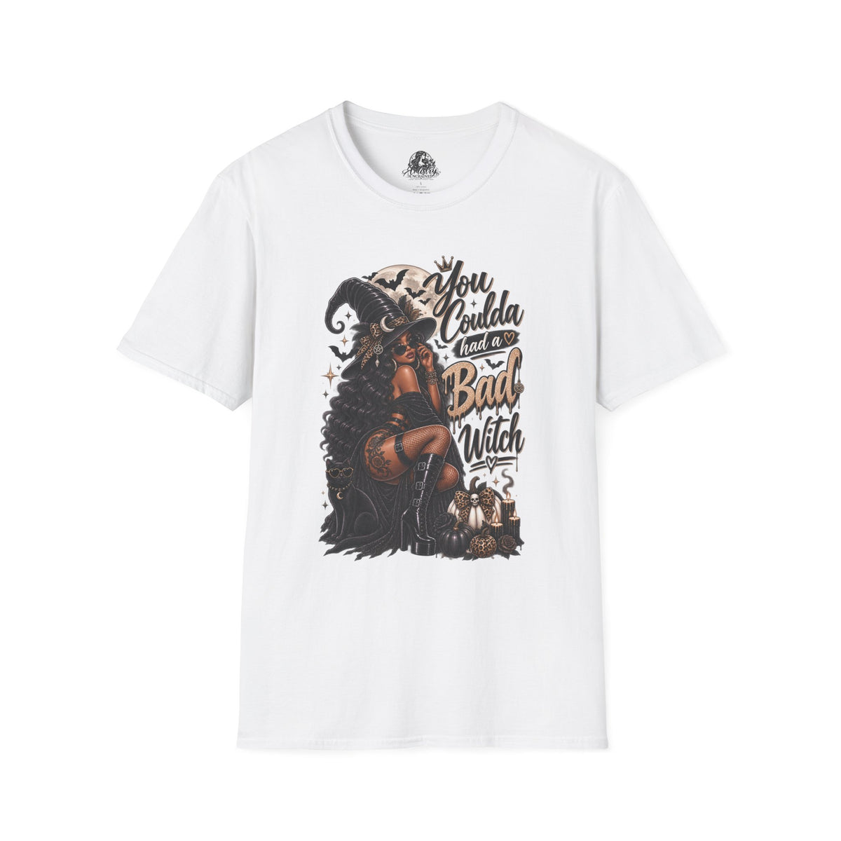 Bad Witch Halloween | Glam Ghost Design | Unisex Softstyle T-Shirt