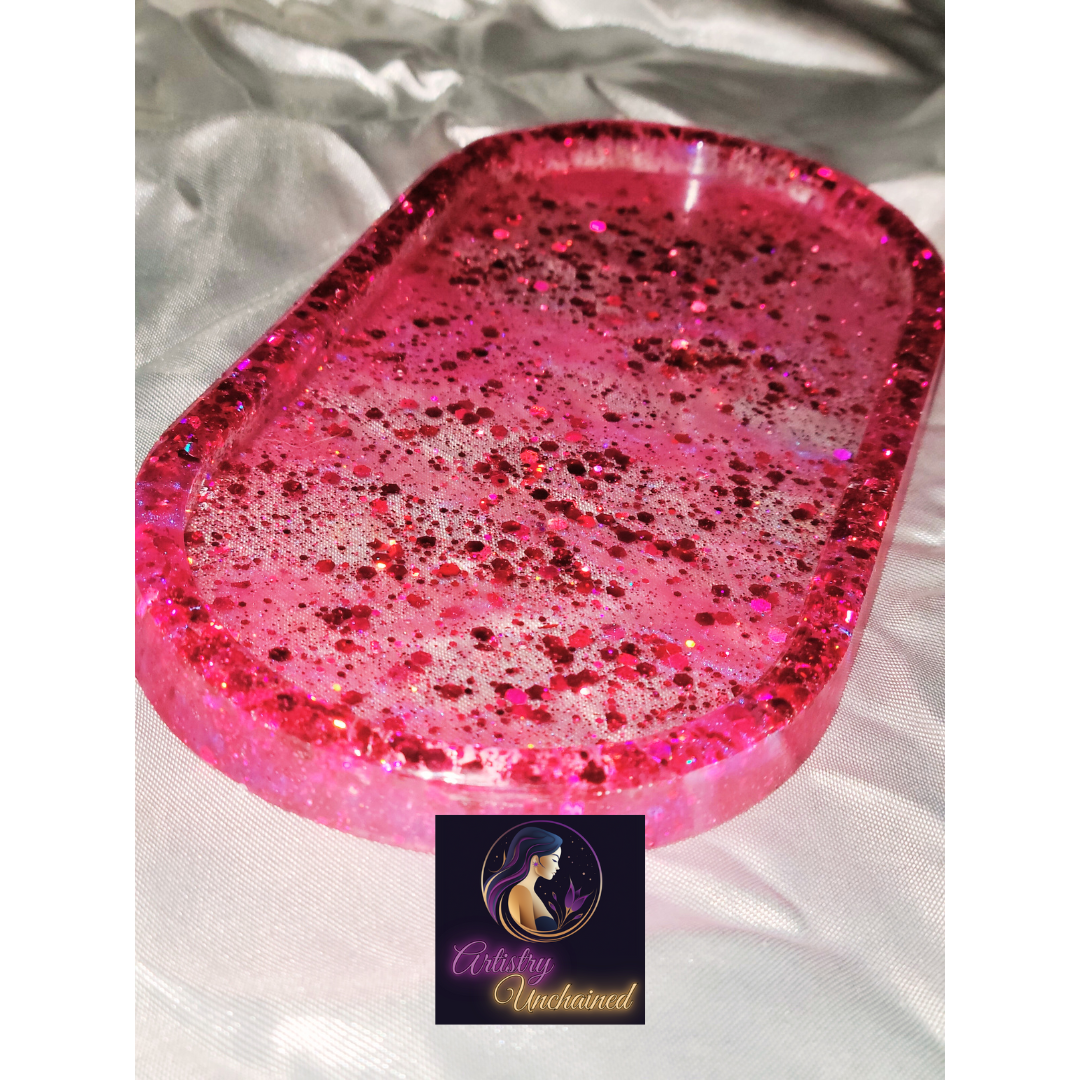 Holographic Pink Trinket Tray Set