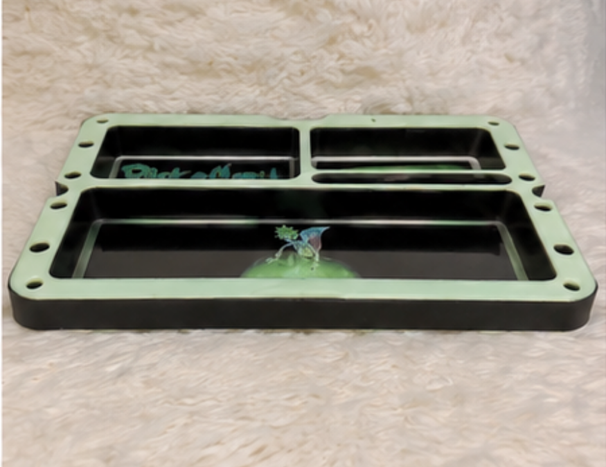 Portal-Inspired Stash Box & Organizer | Multi-Compartment Storage Box with Removable Tray Lid | 3D Printed Herb and Accessory Organizer