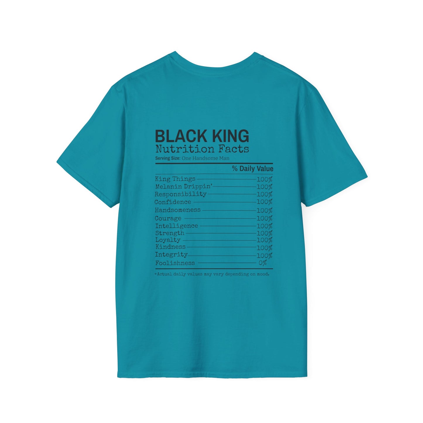 Black King Nutrition Facts Back Unisex Softstyle T-Shirt