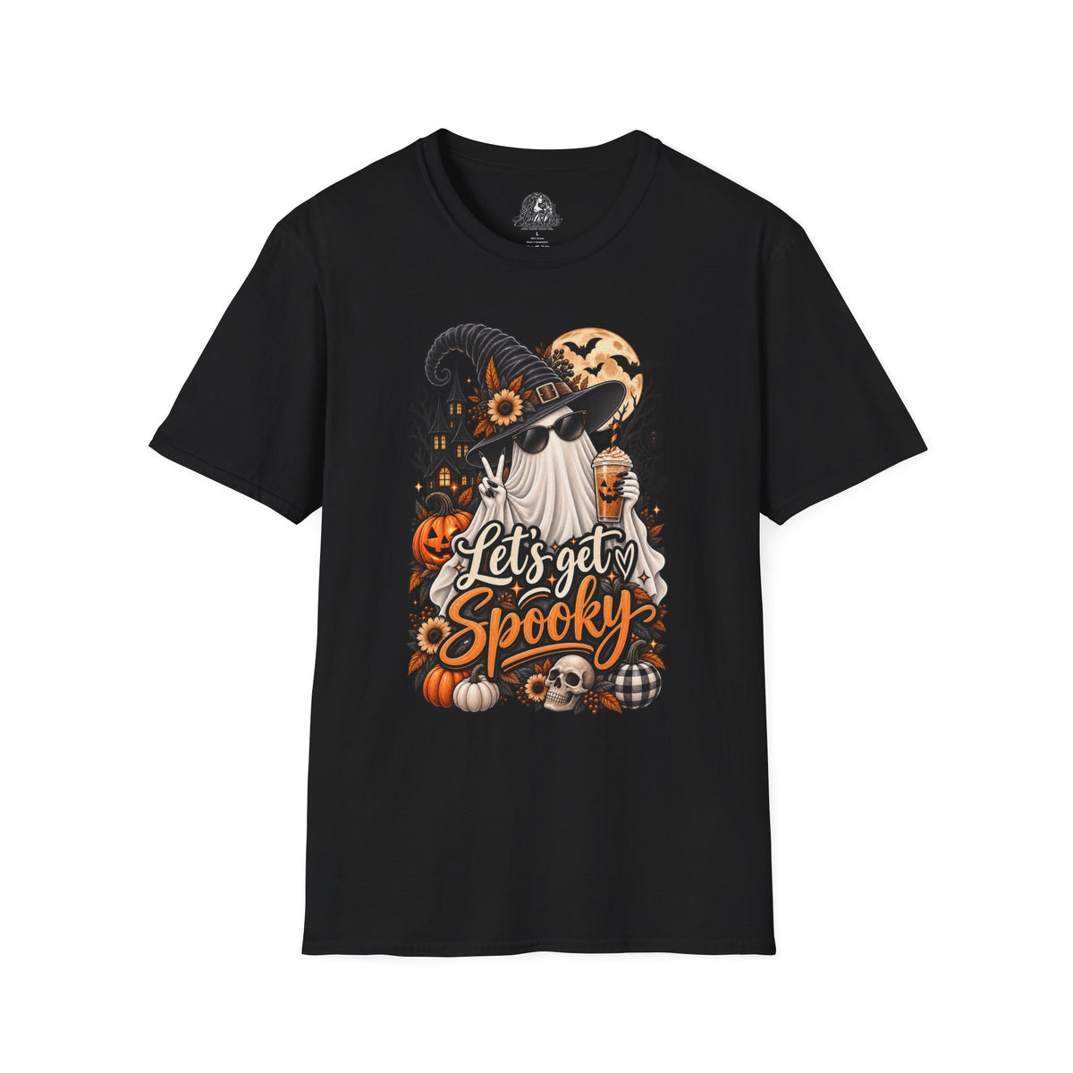 Let's Get Spooky Halloween | Glam Ghost Design | Unisex Softstyle T-Shirt