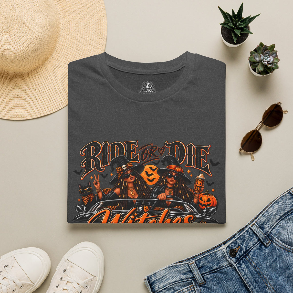 Ride or Die Witches Halloween | Glam Ghost Design | Unisex Softstyle T-Shirt