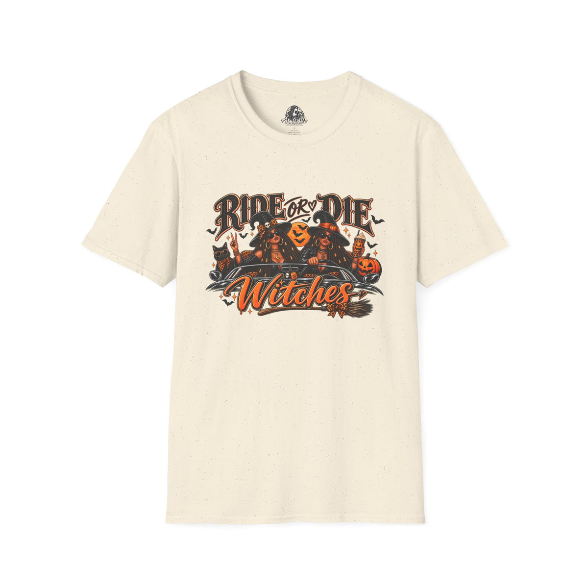 Ride or Die Witches Halloween | Glam Ghost Design | Unisex Softstyle T-Shirt