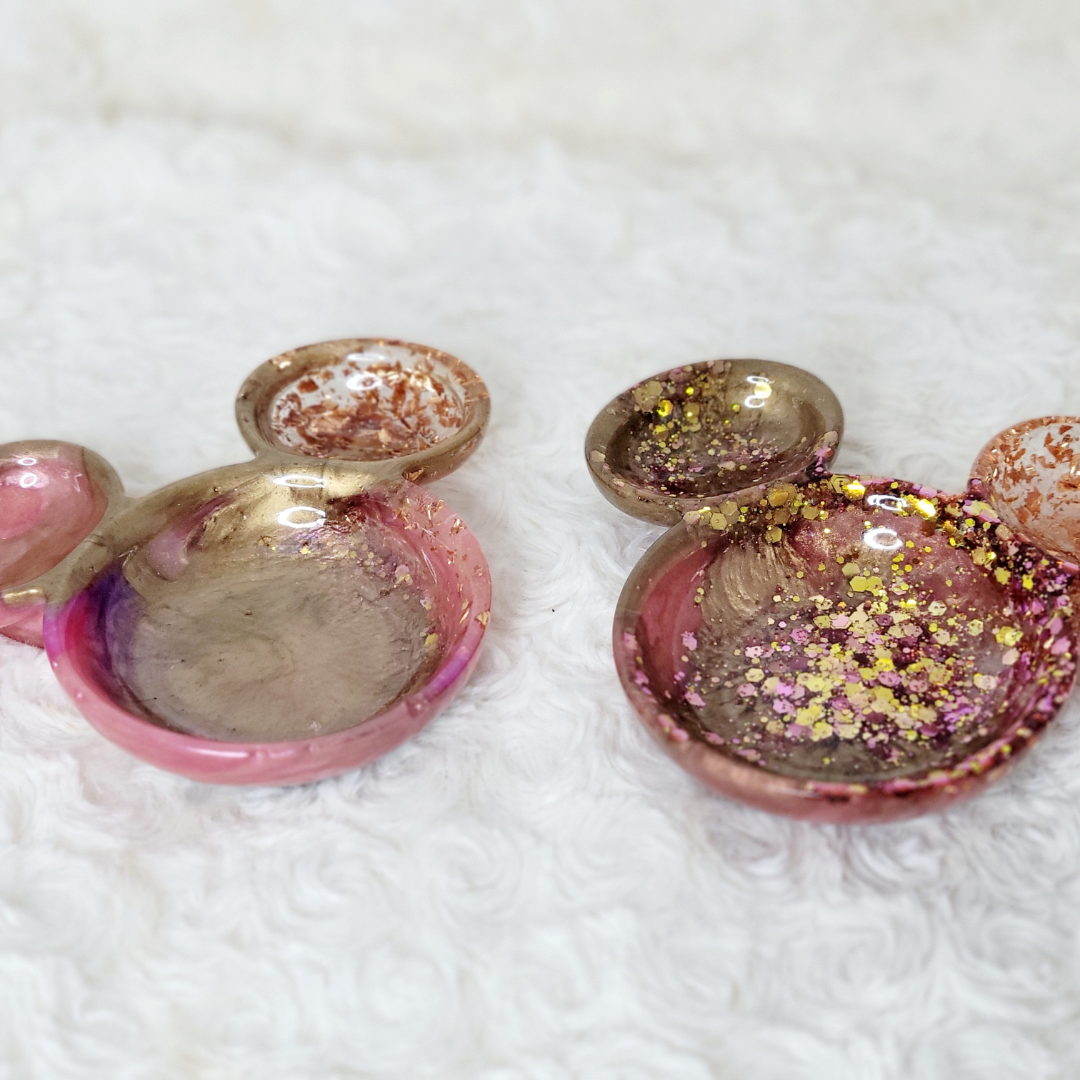 Pink and Gold Mouse Trinket Tray