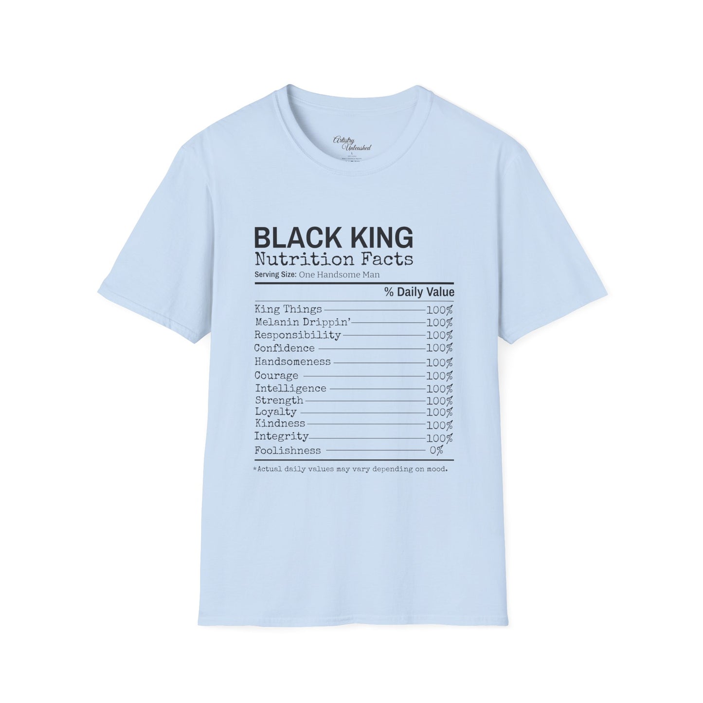 Black King Nutrition Facts Unisex Softstyle T-Shirt