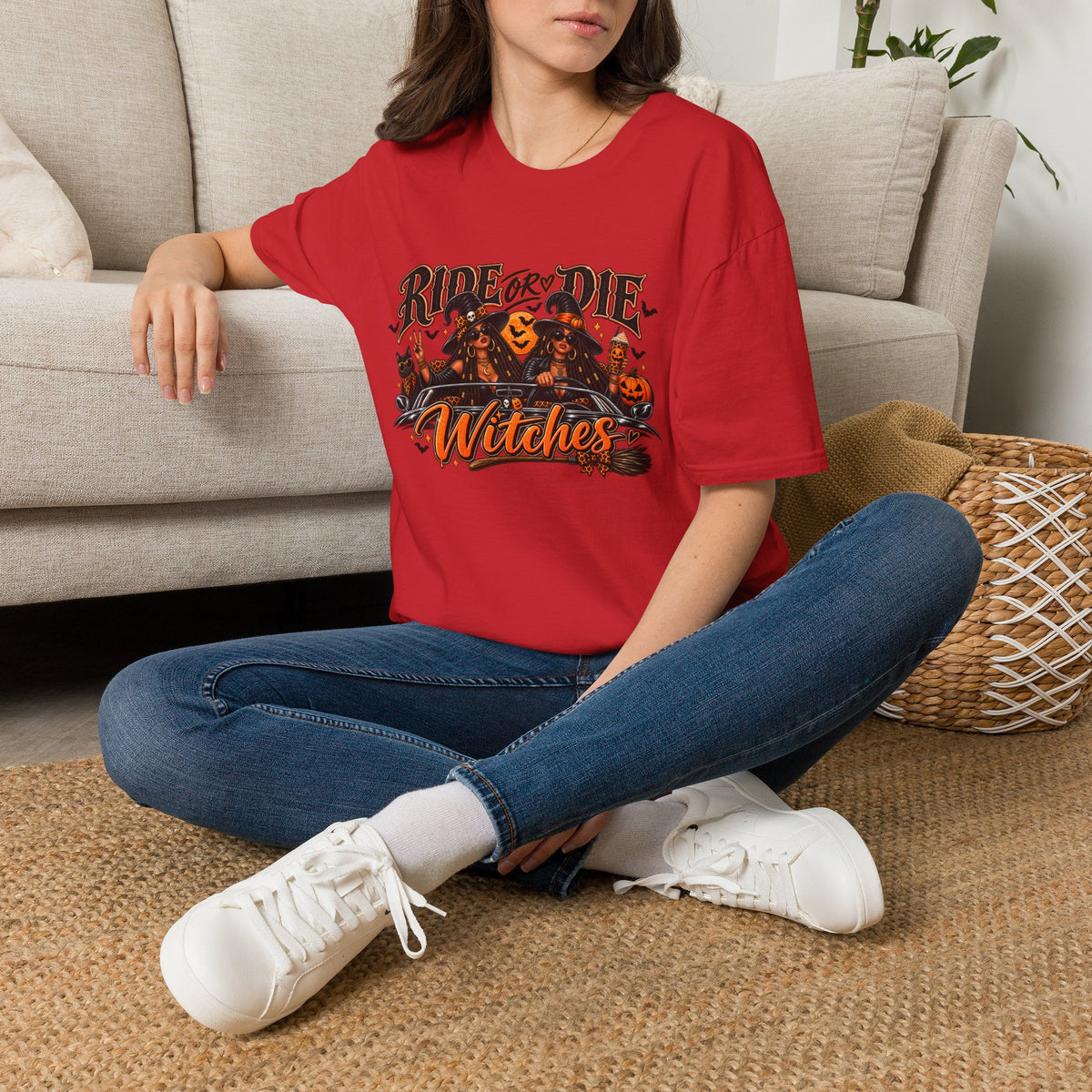 Ride or Die Witches Halloween | Glam Ghost Design | Unisex Softstyle T-Shirt