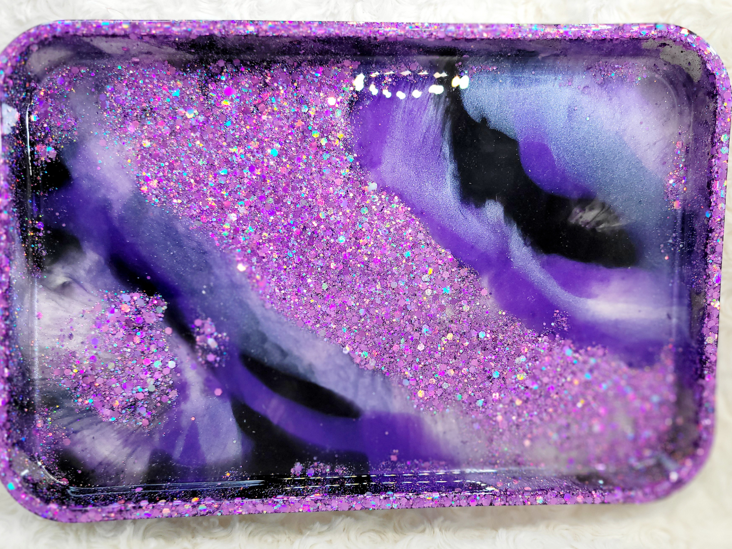 Black and Purple Glitter Tray