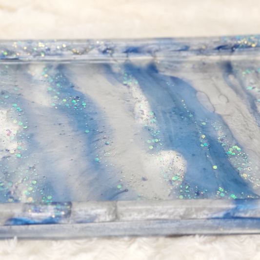 Blue Glitter Resin Tray