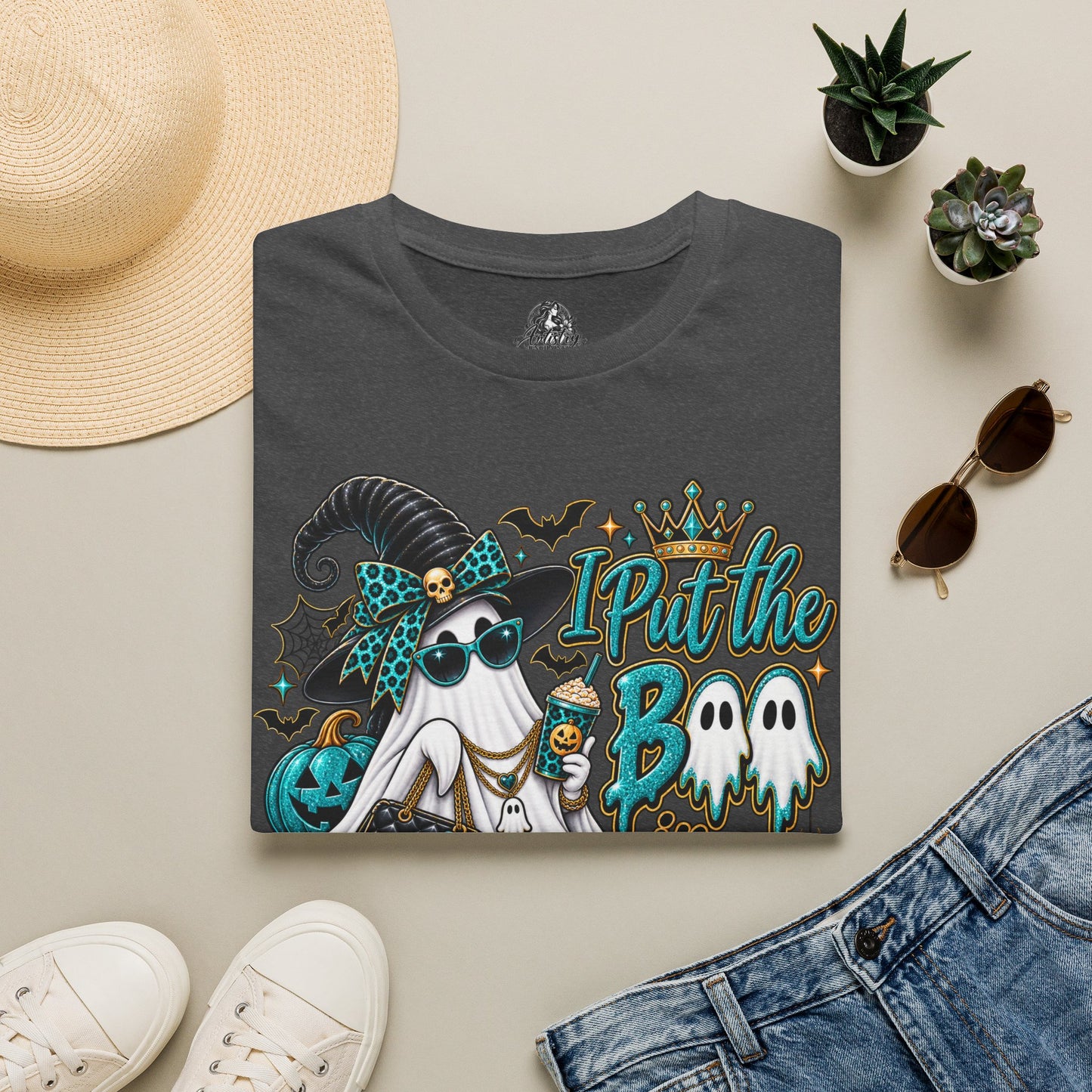Boo in Boujee Halloween | Glam Ghost Design | Unisex Softstyle T-Shirt