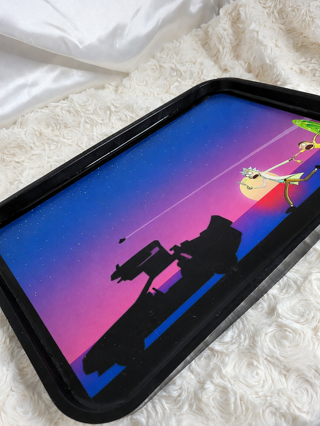 Retro Sci-Fi Sunset Resin Tray | Handmade Catchall Tray | Sunset Vanity Organizer | Pop Culture Inspired Home Décor | 10" x 6" (Copy)