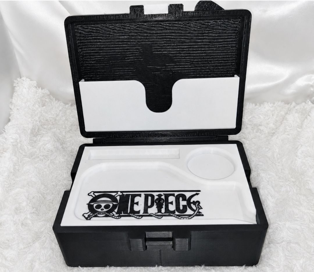 Anime Stash Box with Tray & Jar, 3D Printed Multi Use Storage Box, 7x5 Organizer, One Piece Inspired Gift, Rolling Accessories Box