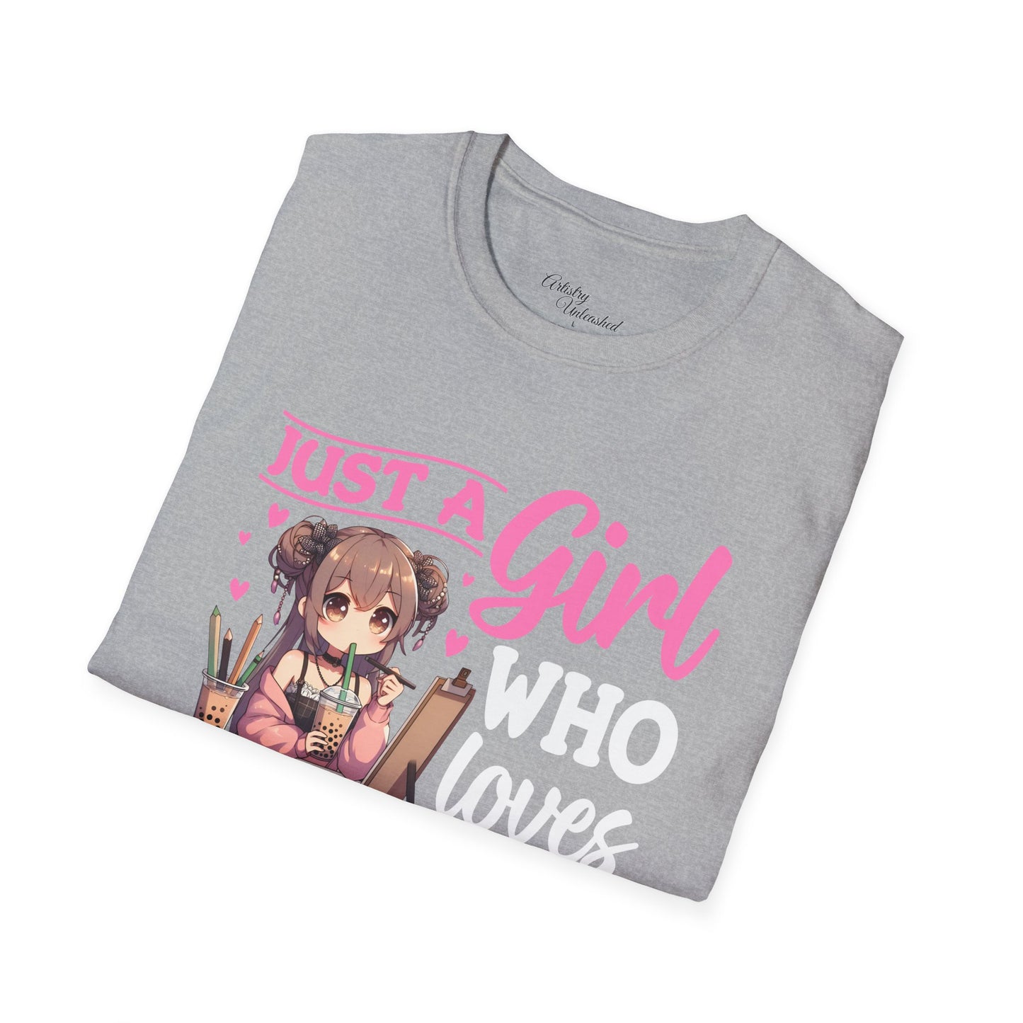 Girl Who Loves Anime White Unisex Softstyle T-Shirt