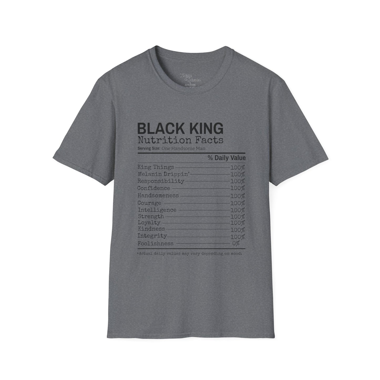 Black King Nutrition Facts Unisex Softstyle T-Shirt