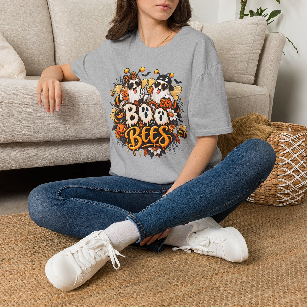 Boo Bees Halloween | Glam Ghost Design | Unisex Softstyle T-Shirt