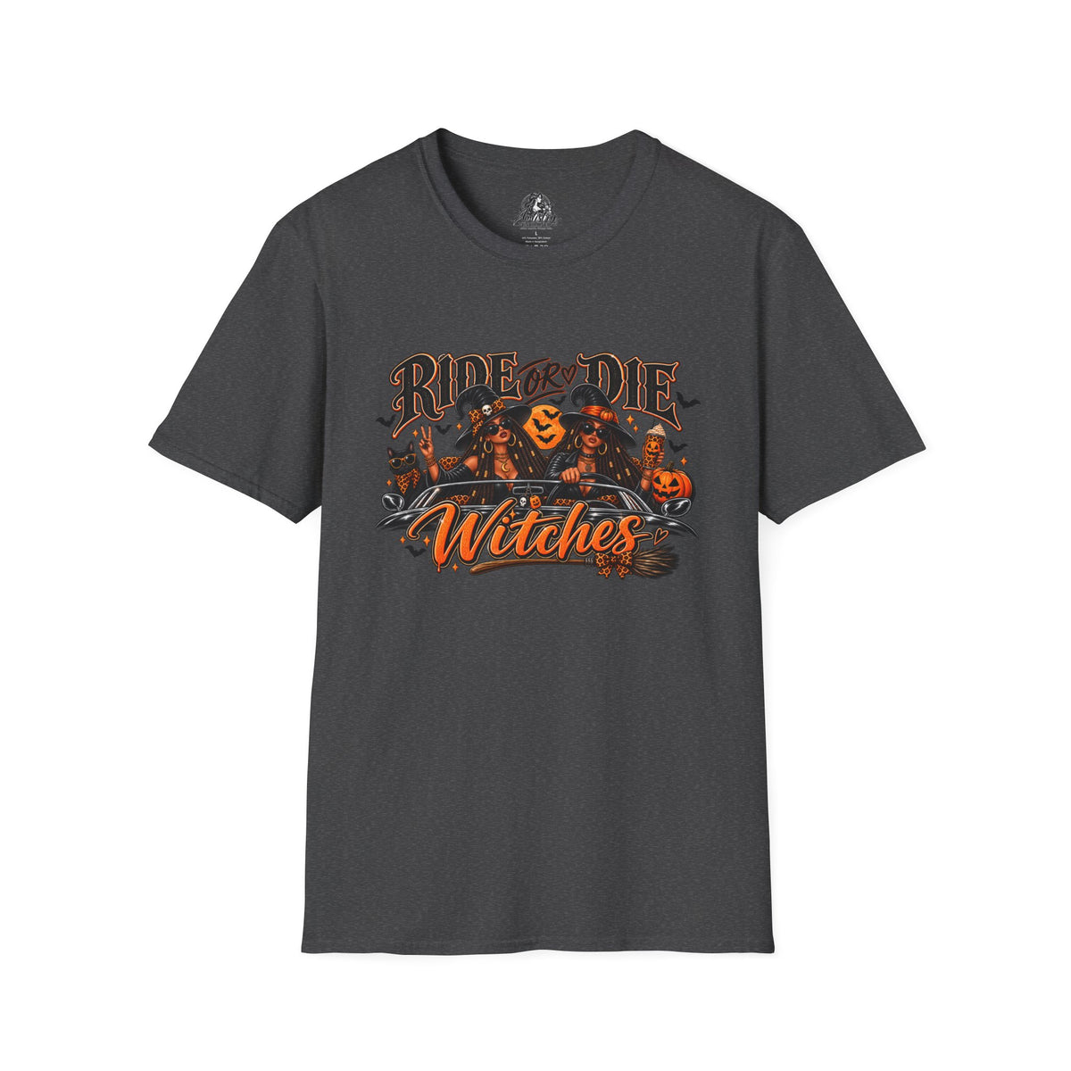 Ride or Die Witches Halloween | Glam Ghost Design | Unisex Softstyle T-Shirt