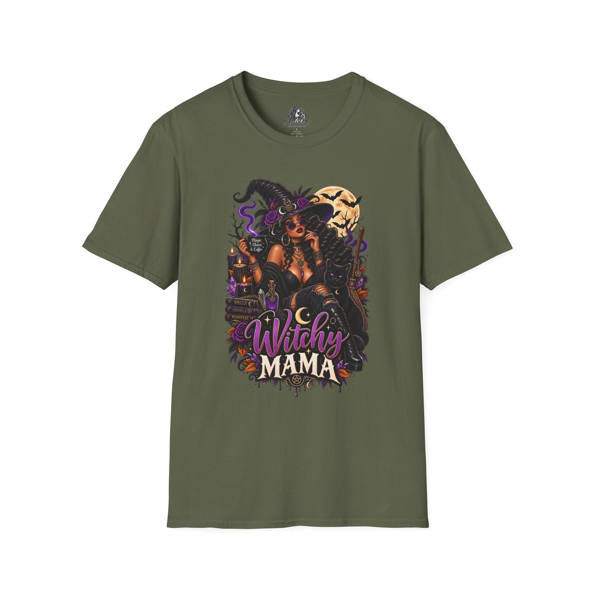 Witchy Mama Halloween | Glam Ghost Design | Unisex Softstyle T-Shirt