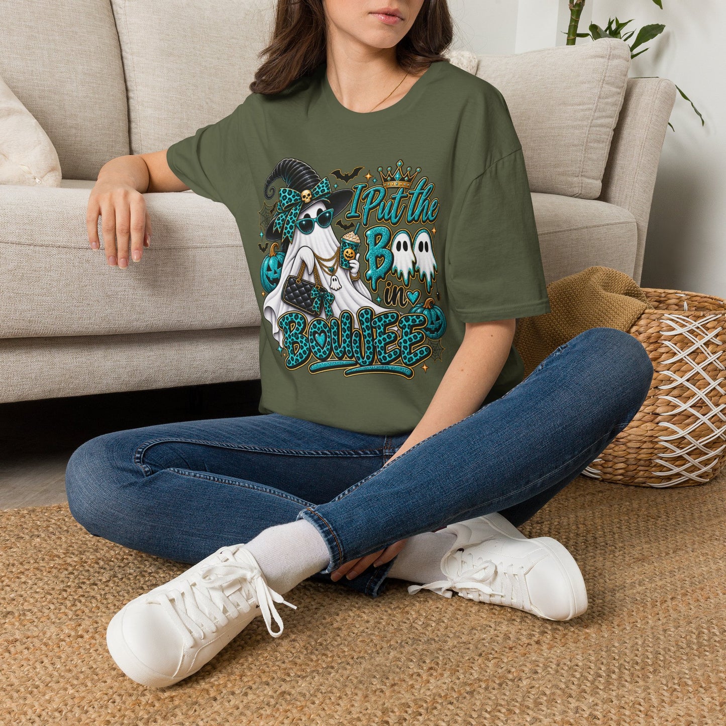 Boo in Boujee Halloween | Glam Ghost Design | Unisex Softstyle T-Shirt