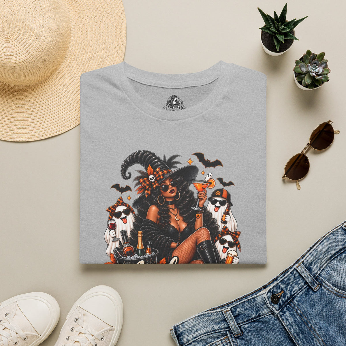 Here for the Boos Halloween | Glam Ghost Design | Unisex Softstyle T-Shirt