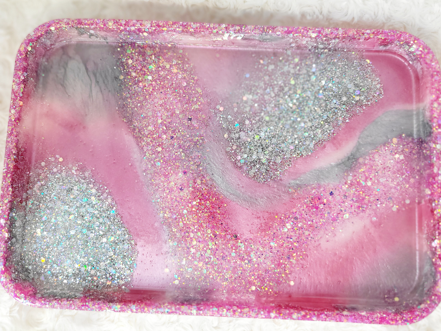 Pink and Silver Resin Tray