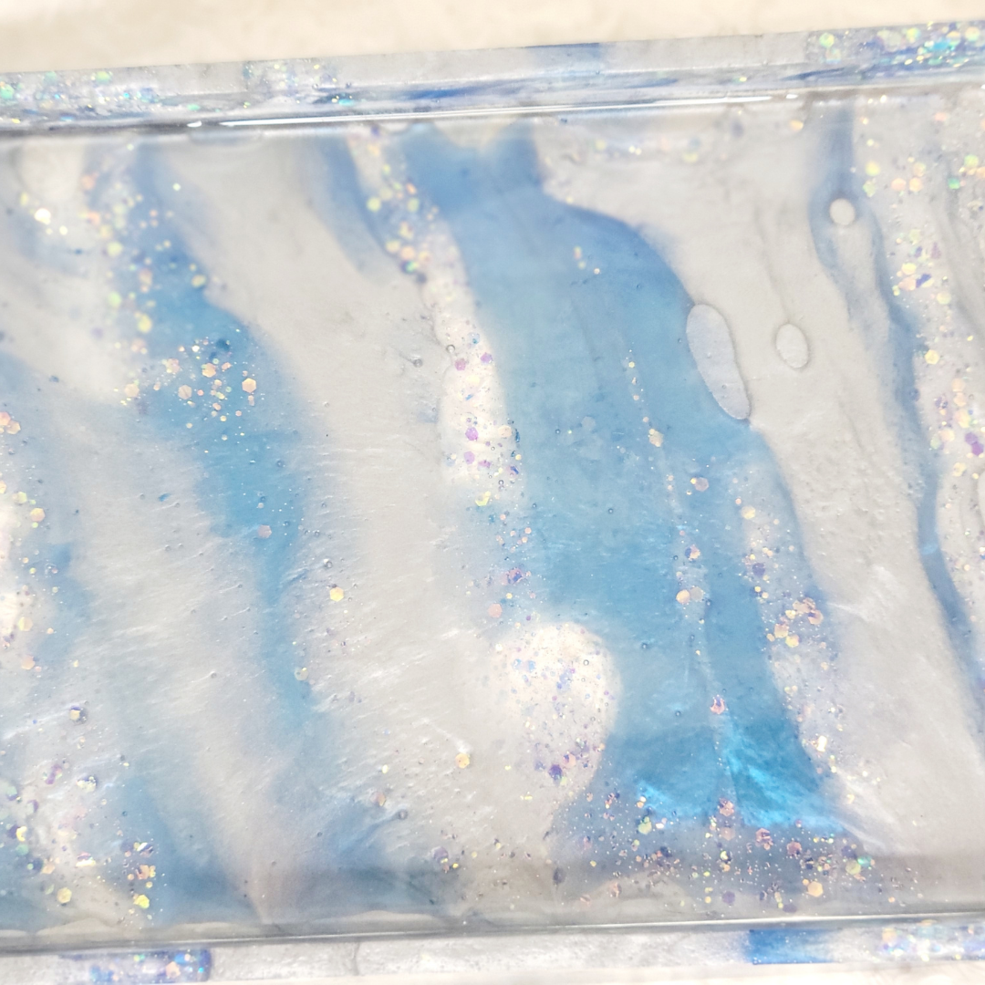 Blue Glitter Resin Tray