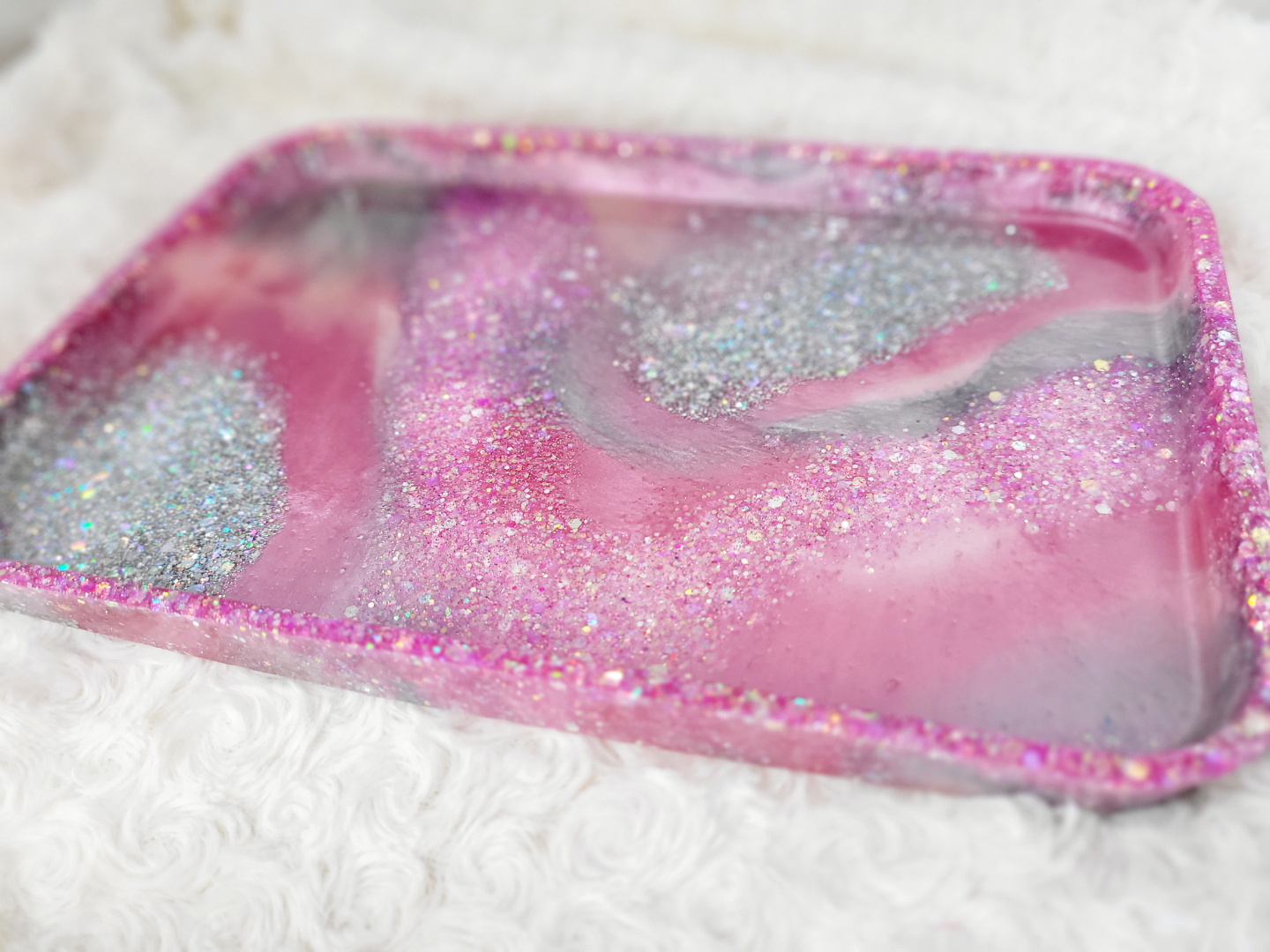 Pink and Silver Resin Tray