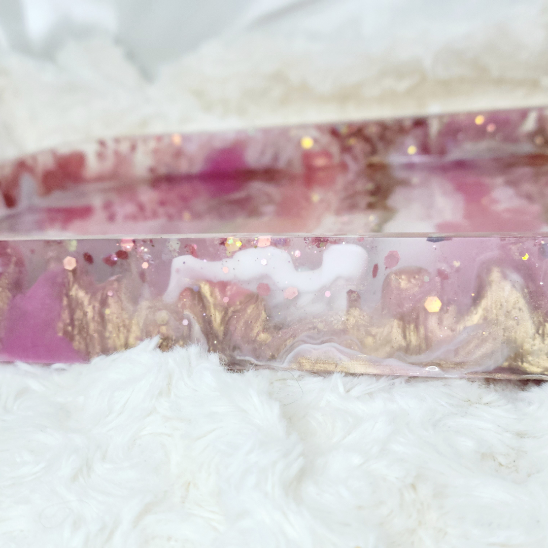 Pink and Gold Resin Tray