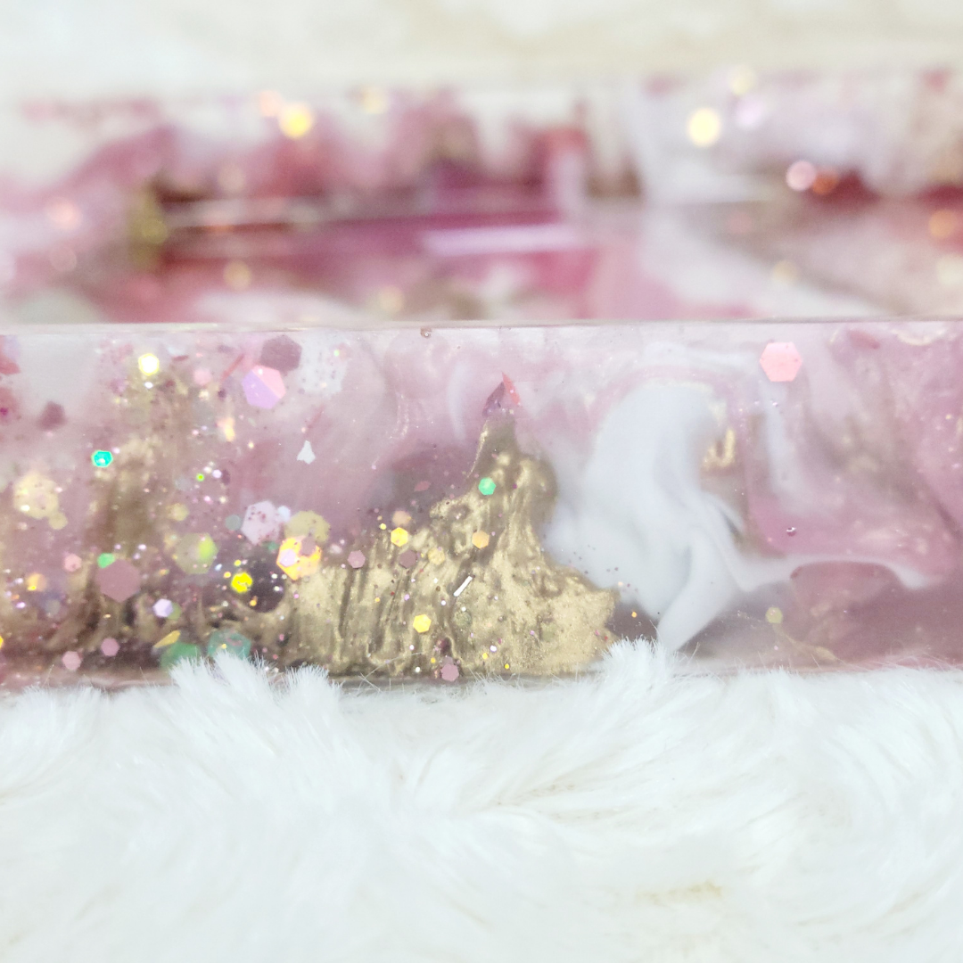 Pink and Gold Resin Tray