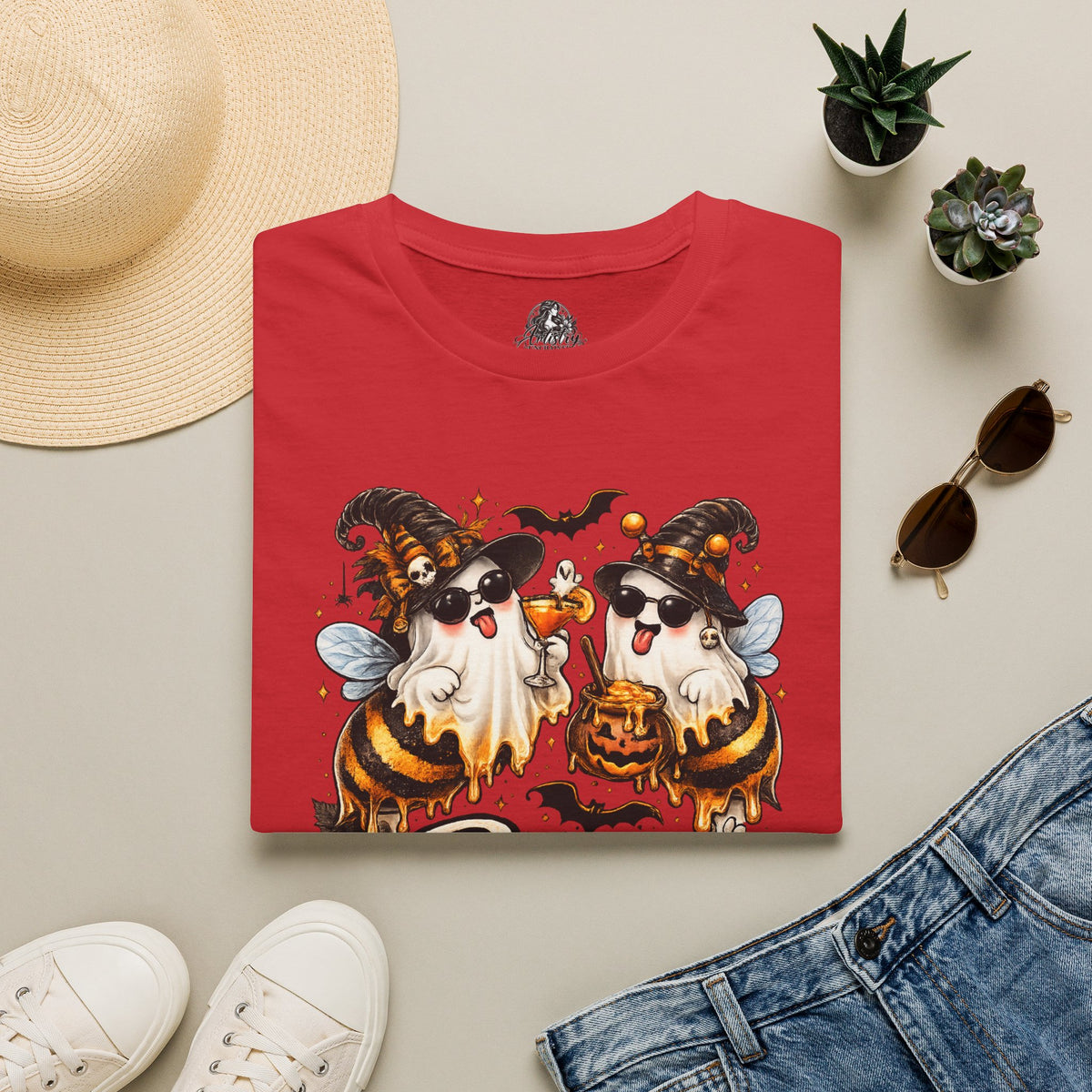 Boo Bees Halloween | Glam Ghost Design | Unisex Softstyle T-Shirt