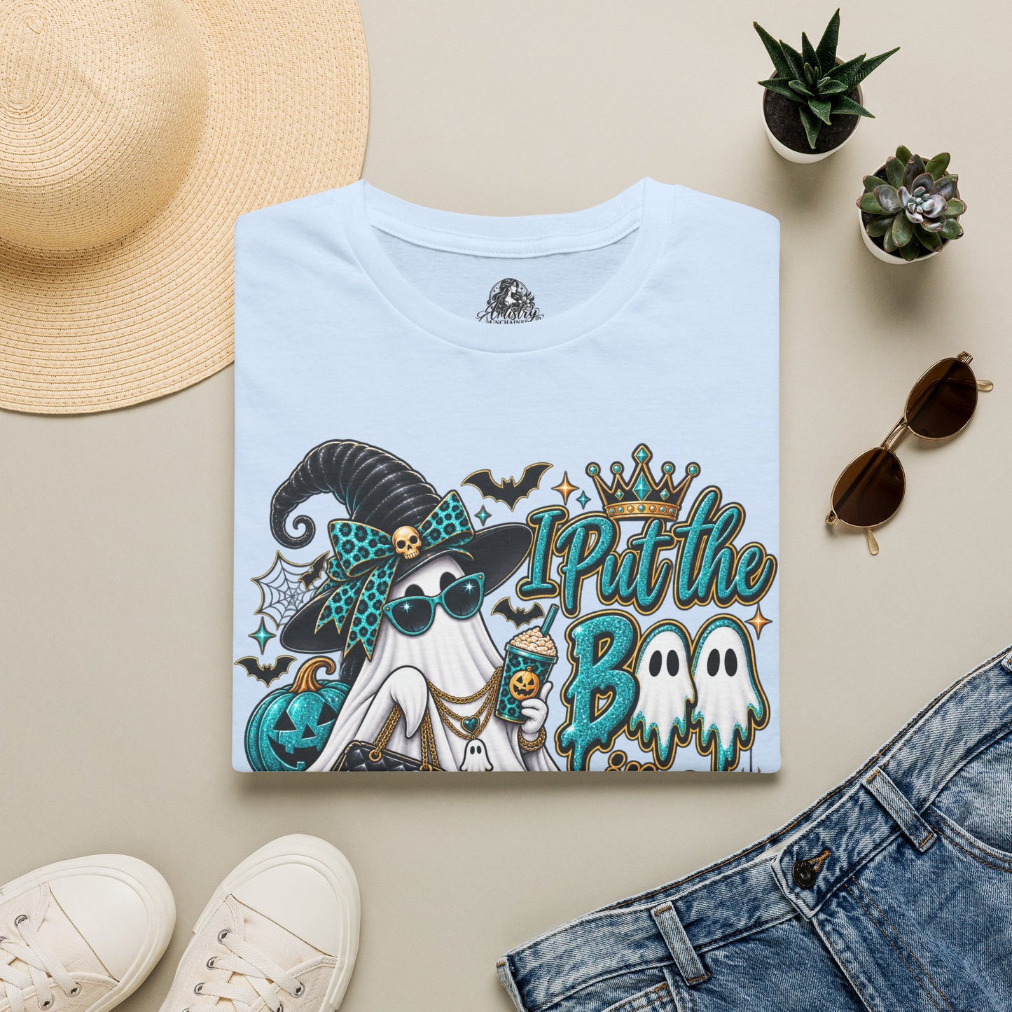 Boo in Boujee Halloween | Glam Ghost Design | Unisex Softstyle T-Shirt