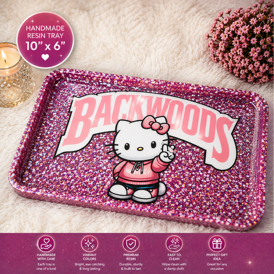 Pink Glitter Resin Catchall Tray | Handmade Vanity Tray | Kawaii-Inspired Jewelry Organizer | 10" x 6" Decorative Tray