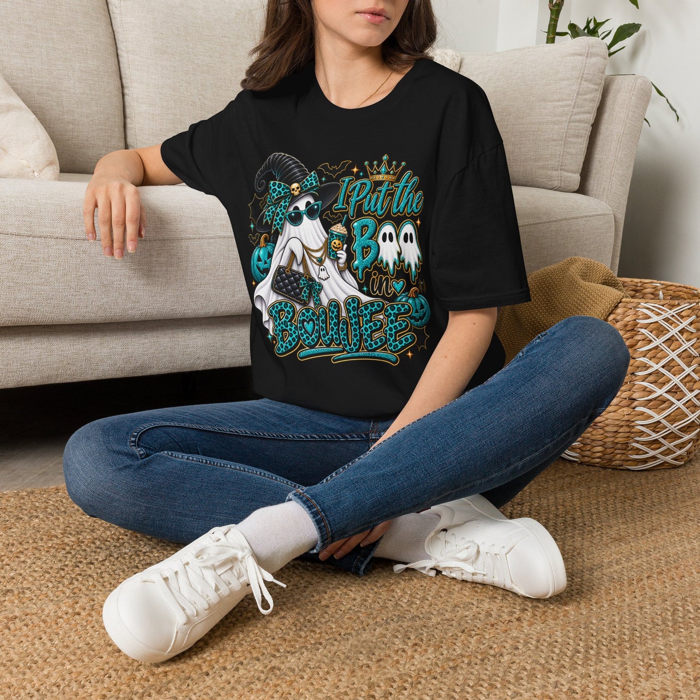 Boo in Boujee Halloween | Glam Ghost Design | Unisex Softstyle T-Shirt