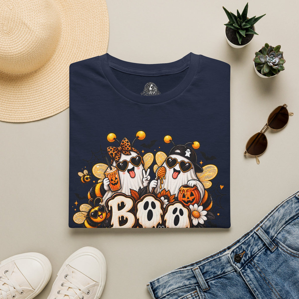 Boo Bees Halloween | Glam Ghost Design | Unisex Softstyle T-Shirt