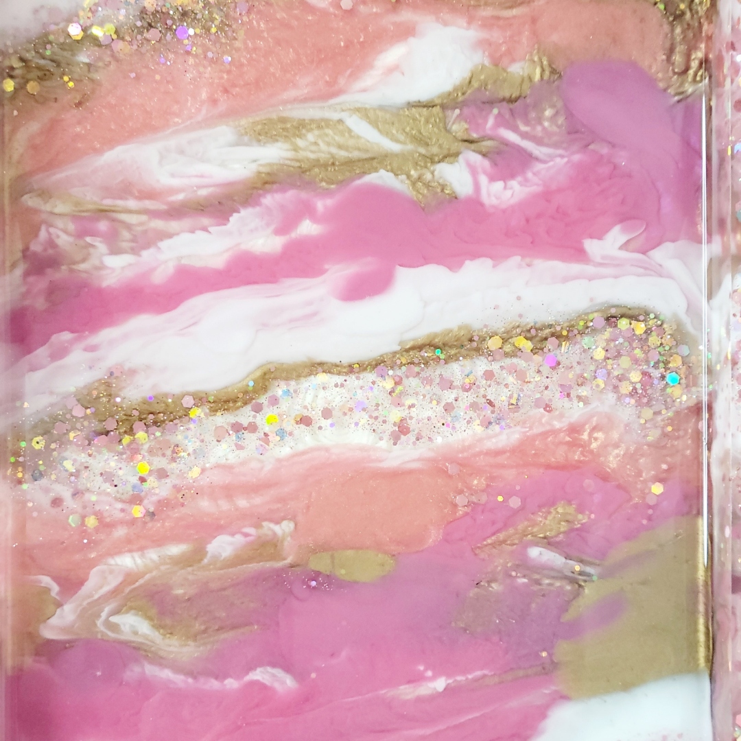 Pink and Gold Resin Tray