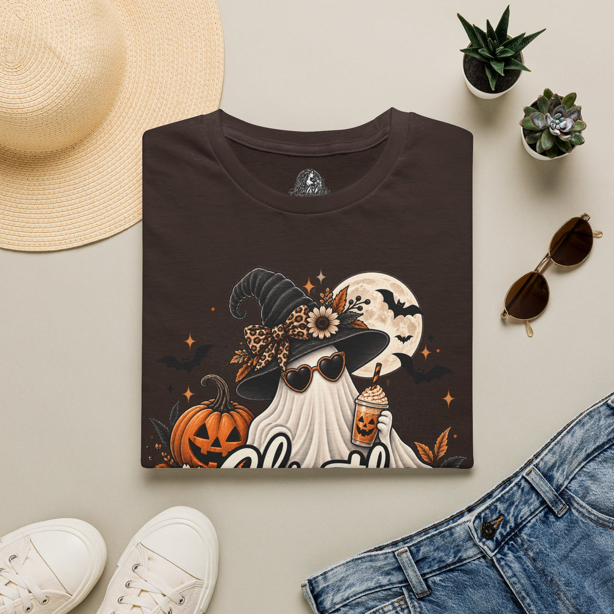 Ghostly Greetings Halloween | Glam Ghost Design | Unisex Softstyle T-Shirt