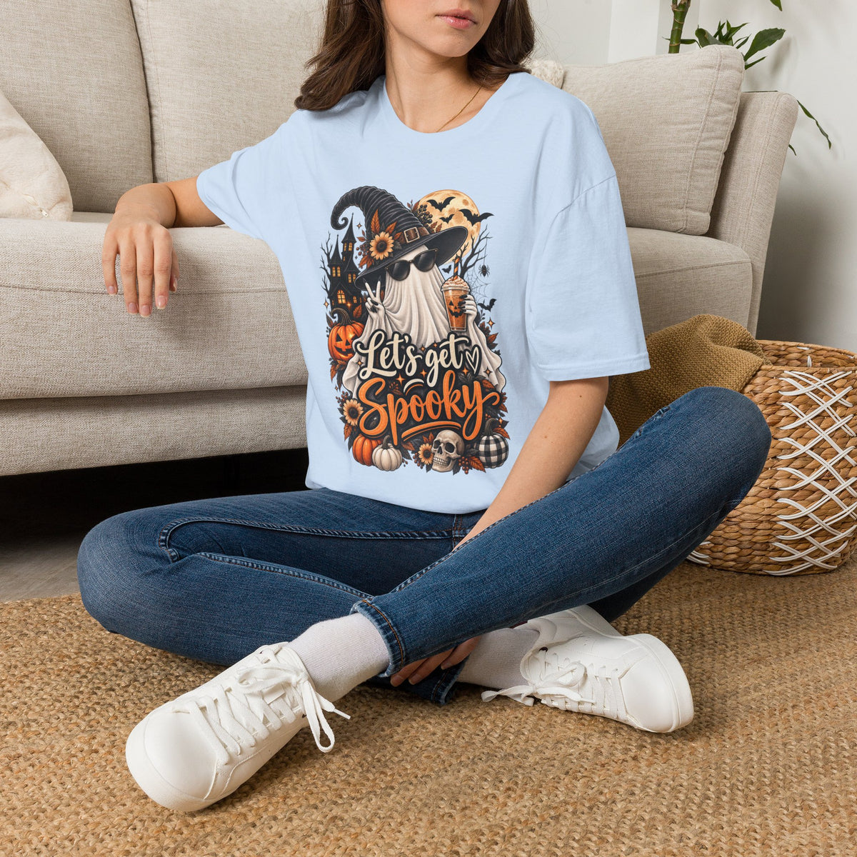 Let's Get Spooky Halloween | Glam Ghost Design | Unisex Softstyle T-Shirt