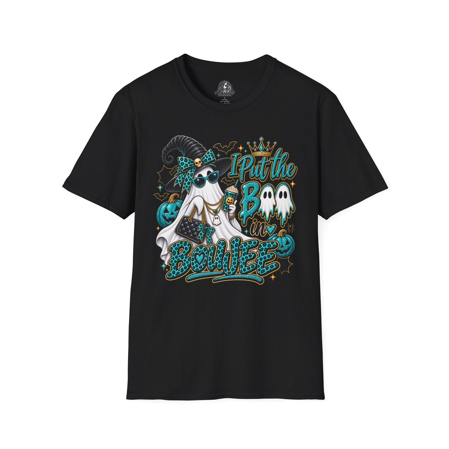 Boo in Boujee Halloween | Glam Ghost Design | Unisex Softstyle T-Shirt