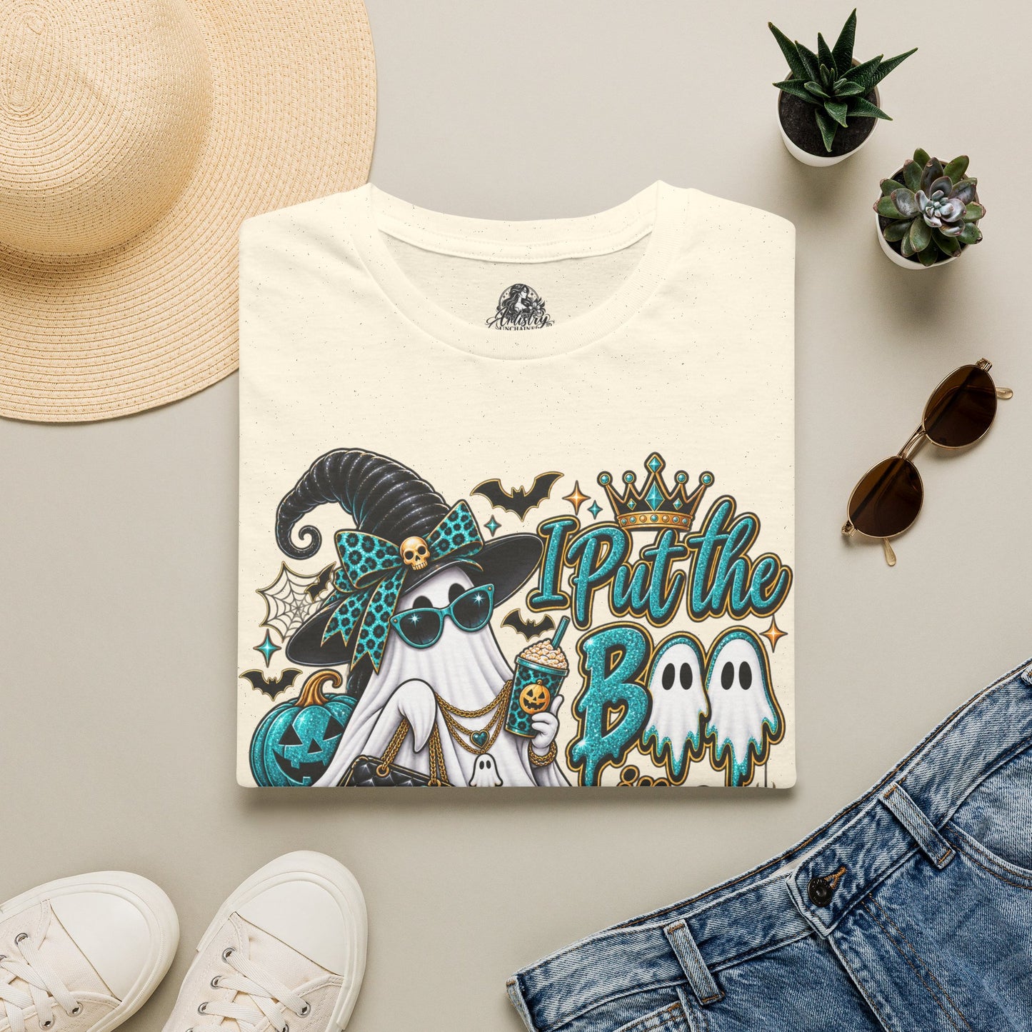 Boo in Boujee Halloween | Glam Ghost Design | Unisex Softstyle T-Shirt